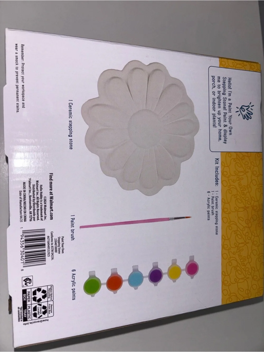 Paint Your Own Stepping Stone Kit - Yellow Flower
